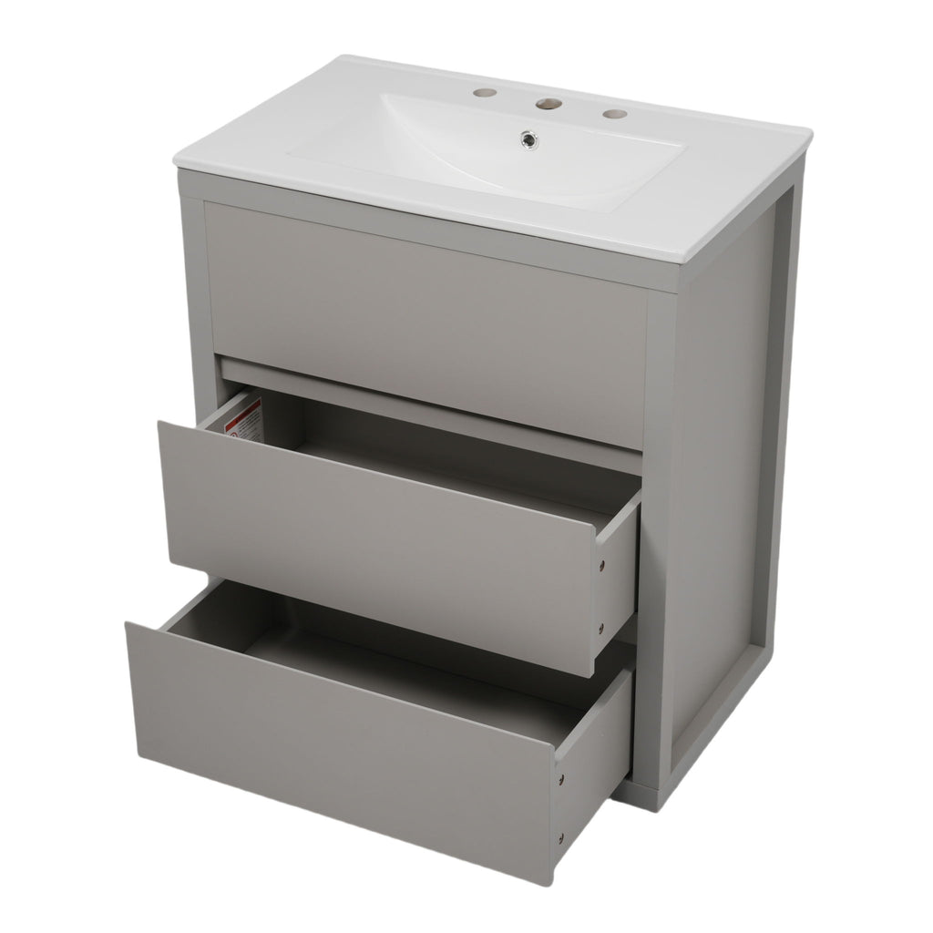 Double Sinks Bathroom Vanity Set With 2 Ceramic Basins