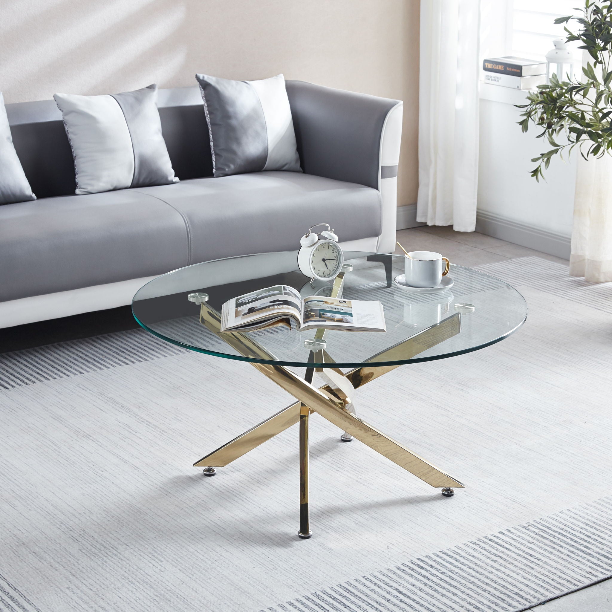Modern Round Tempered Glass Table With Legs