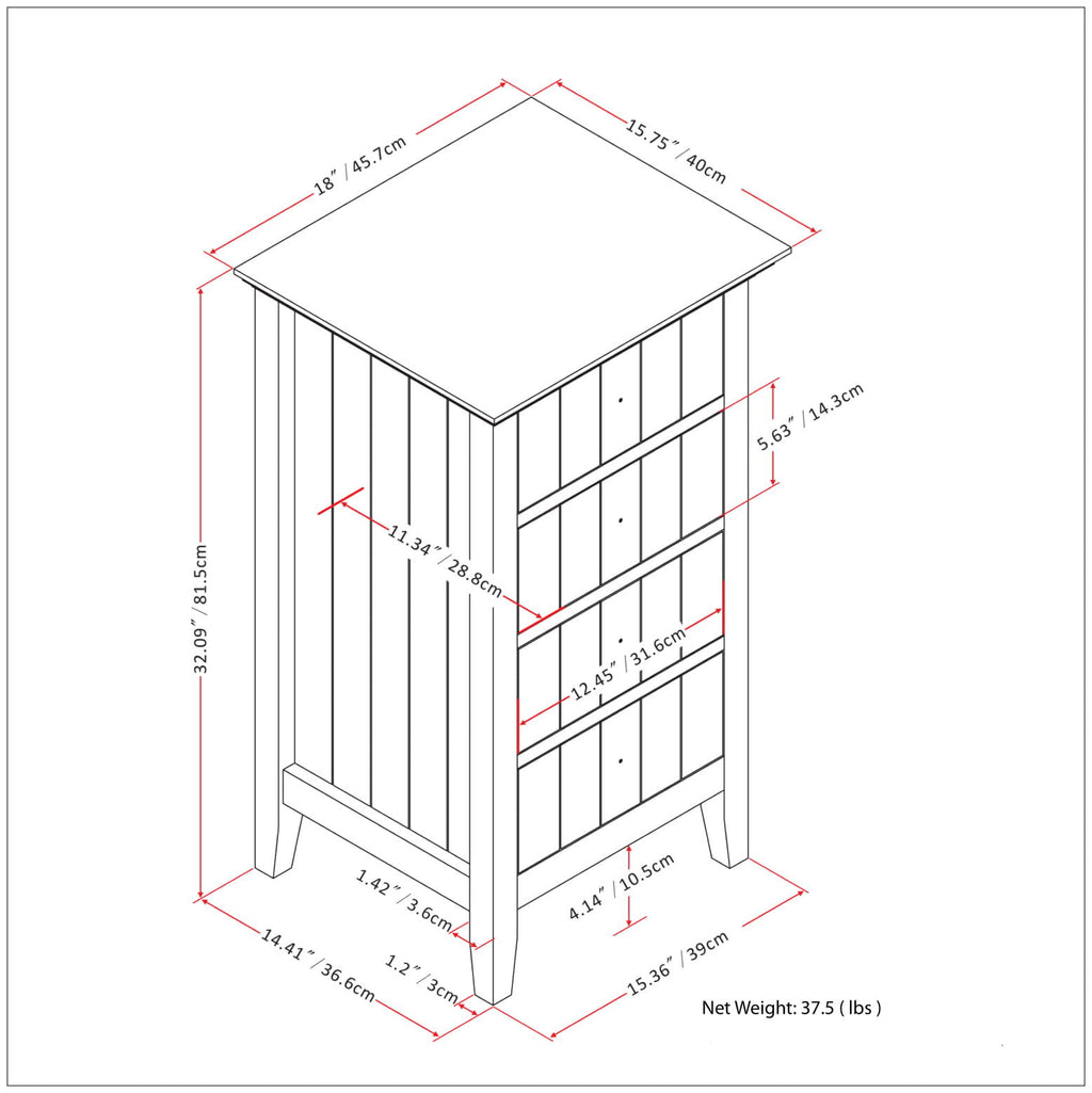 Acadian - 4 Drawer Floor Storage Cabinet - Pure White
