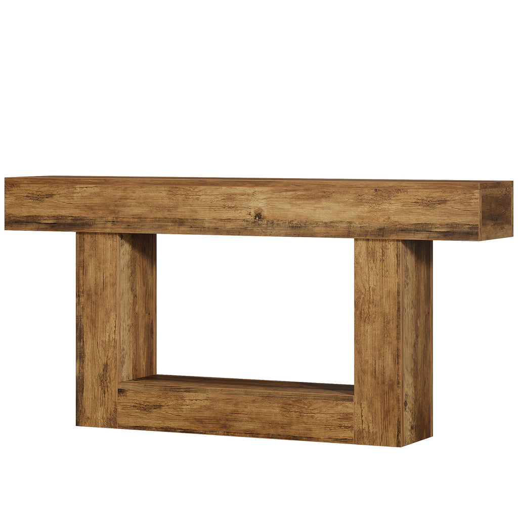 Console Table With 2 Tier Storage, U Shaped Base