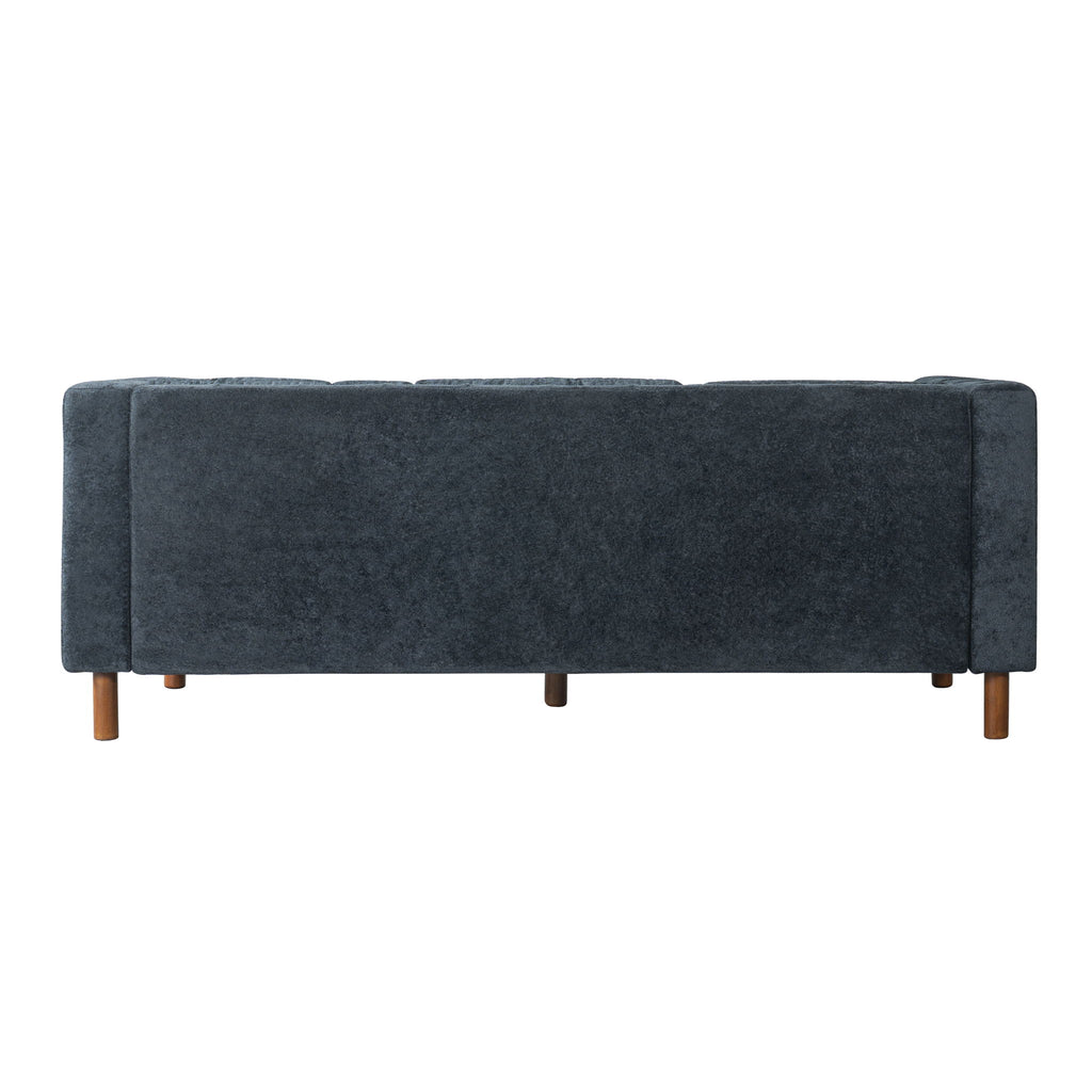 3 Seater Sofa With Square Arms, Tufted Pillow Back For Living Room