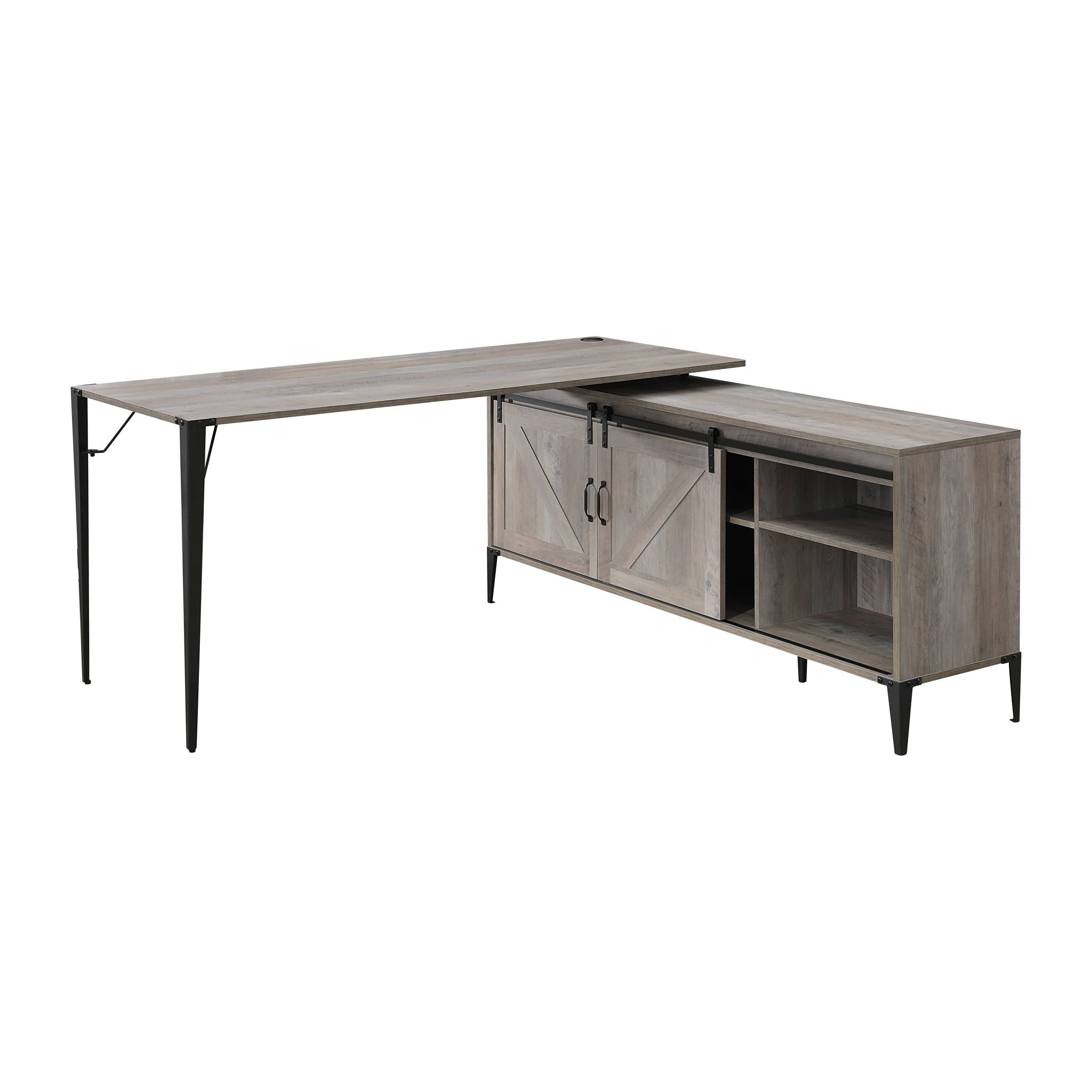 Zakawani - Writing Desk With Cabinet - Gray