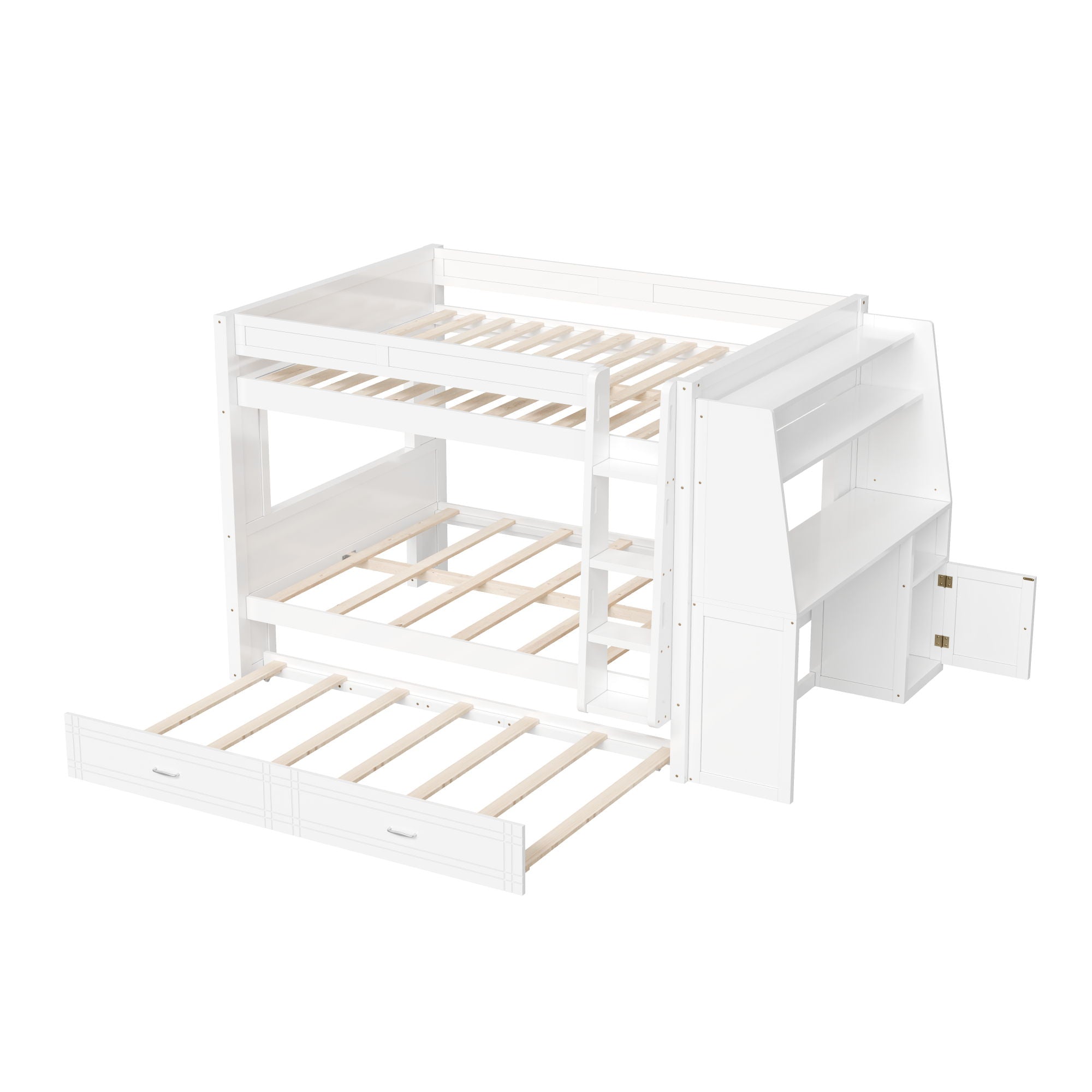 Multifunctional Bunk Bed With Desk, Bookshelves