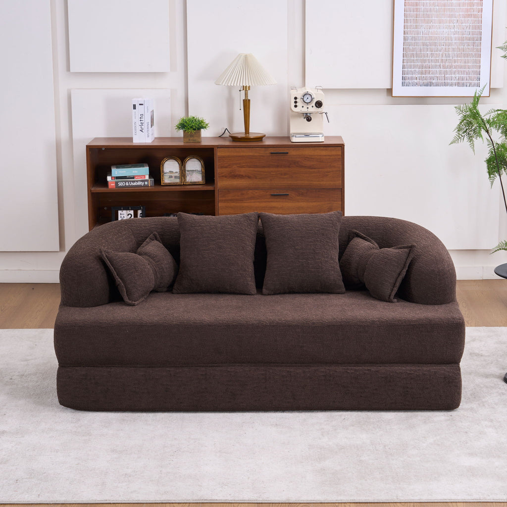 Foldable Sofa Bed, Boneless Couch Convertible Sleeper With 4 Pillows