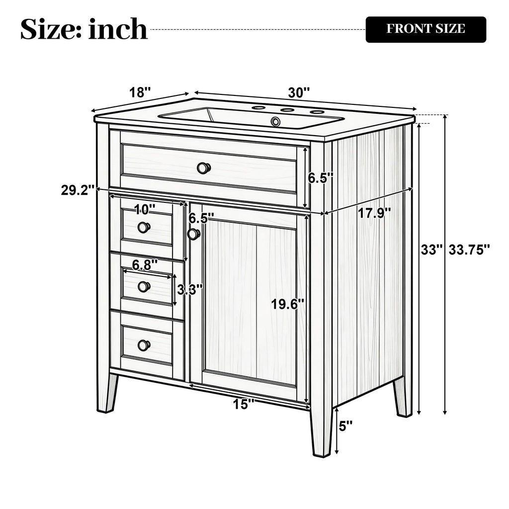 Bathroom Vanity With Sink, Soft Closing Cabinet