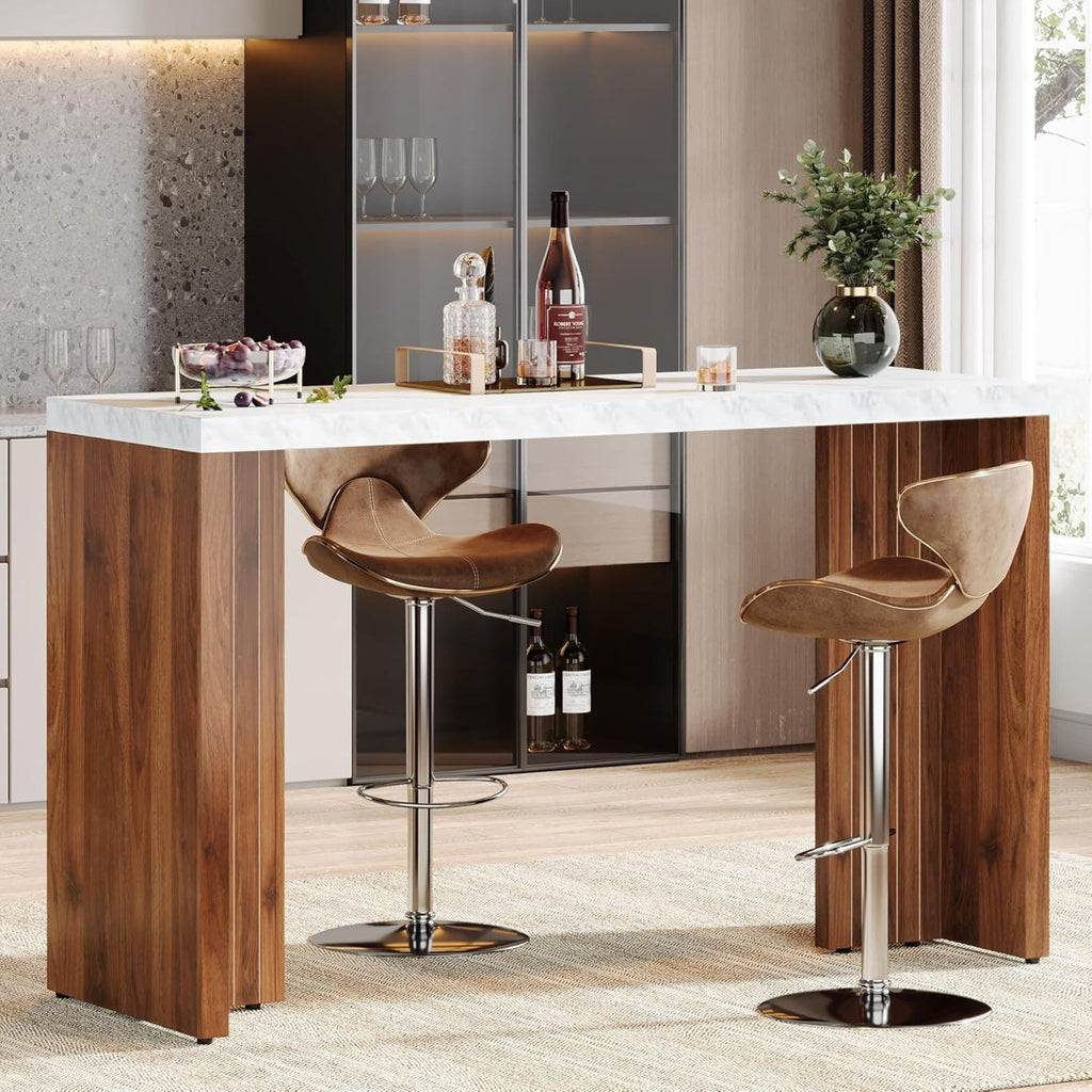 Home Bar Height Table For Kitchen - Brown / White