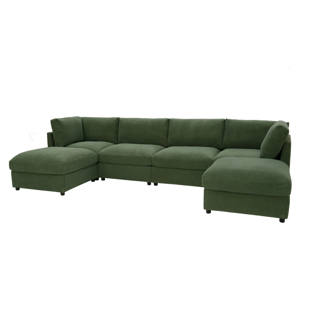 Reversible Modular Sectional With Custom Configuration And Premium Upholstery - Dark Green