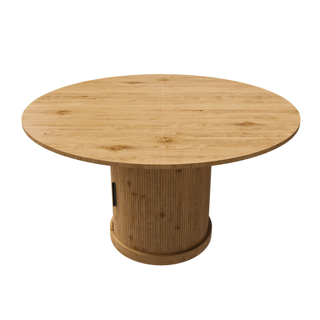 Extendable Oval Dining Table With 2 Tier Storage - Oak