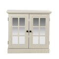 Sideboard Cabinet With Mirrored Doors, Adjustable Shelf, Metal Handles