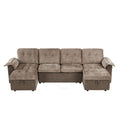 Modern U-Shaped Sleeper Sectional Sofa Bed With USB Ports, Cup Holder, And Hidden Storage