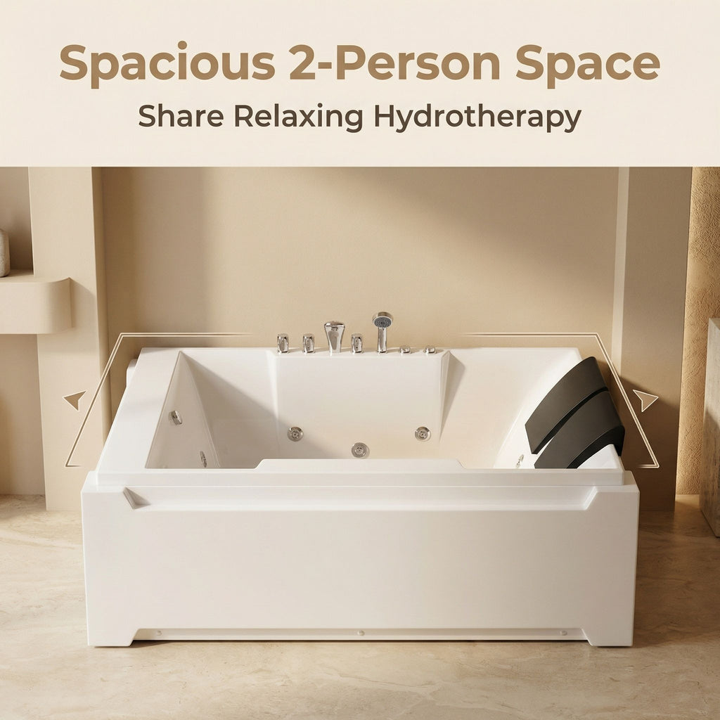 Xavier - Massage Double Bathtub - Milk White