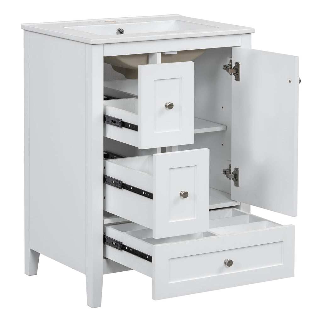 Modern Bathroom Vanity With Storage, Adjustable Shelf
