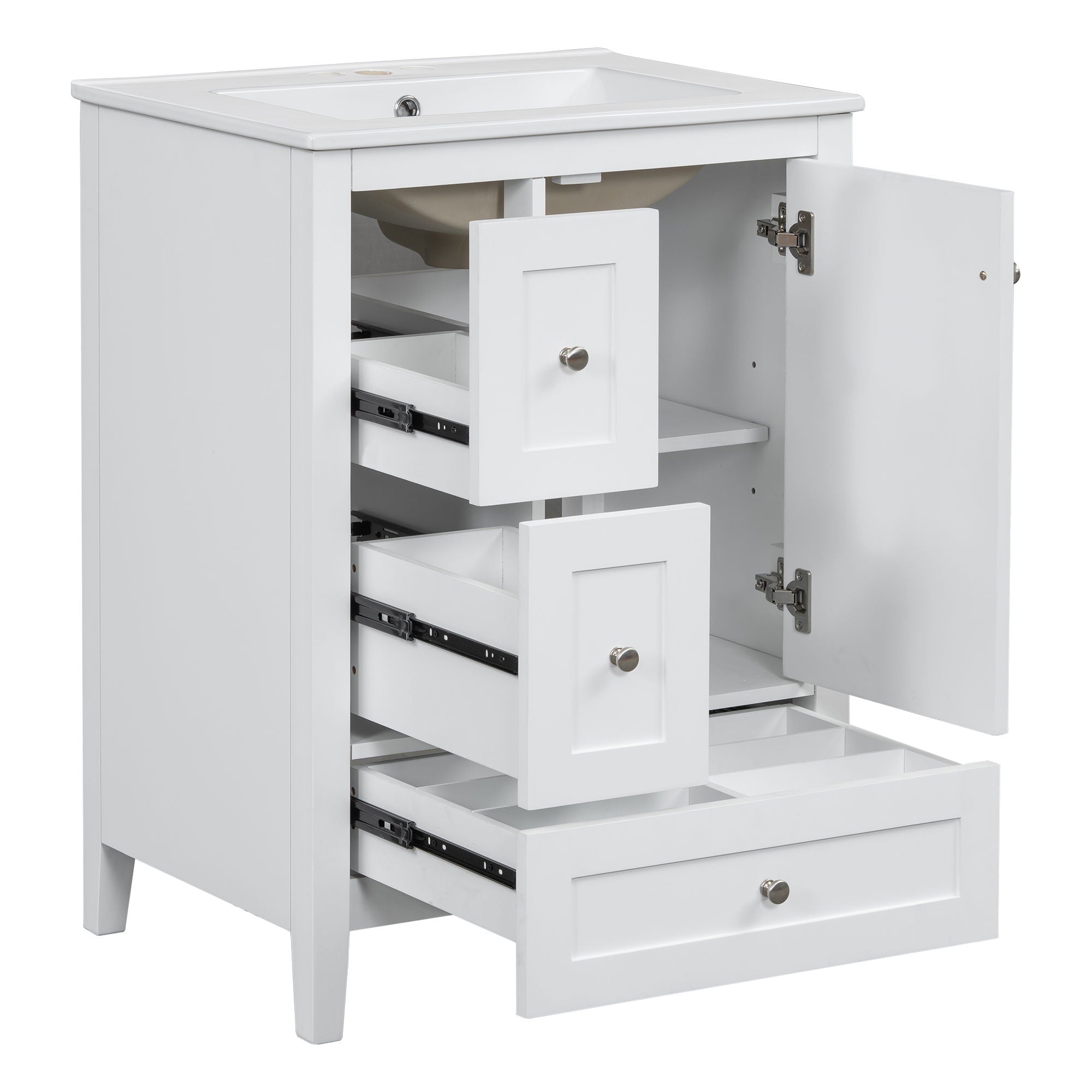 Modern Bathroom Vanity With Storage, Adjustable Shelf