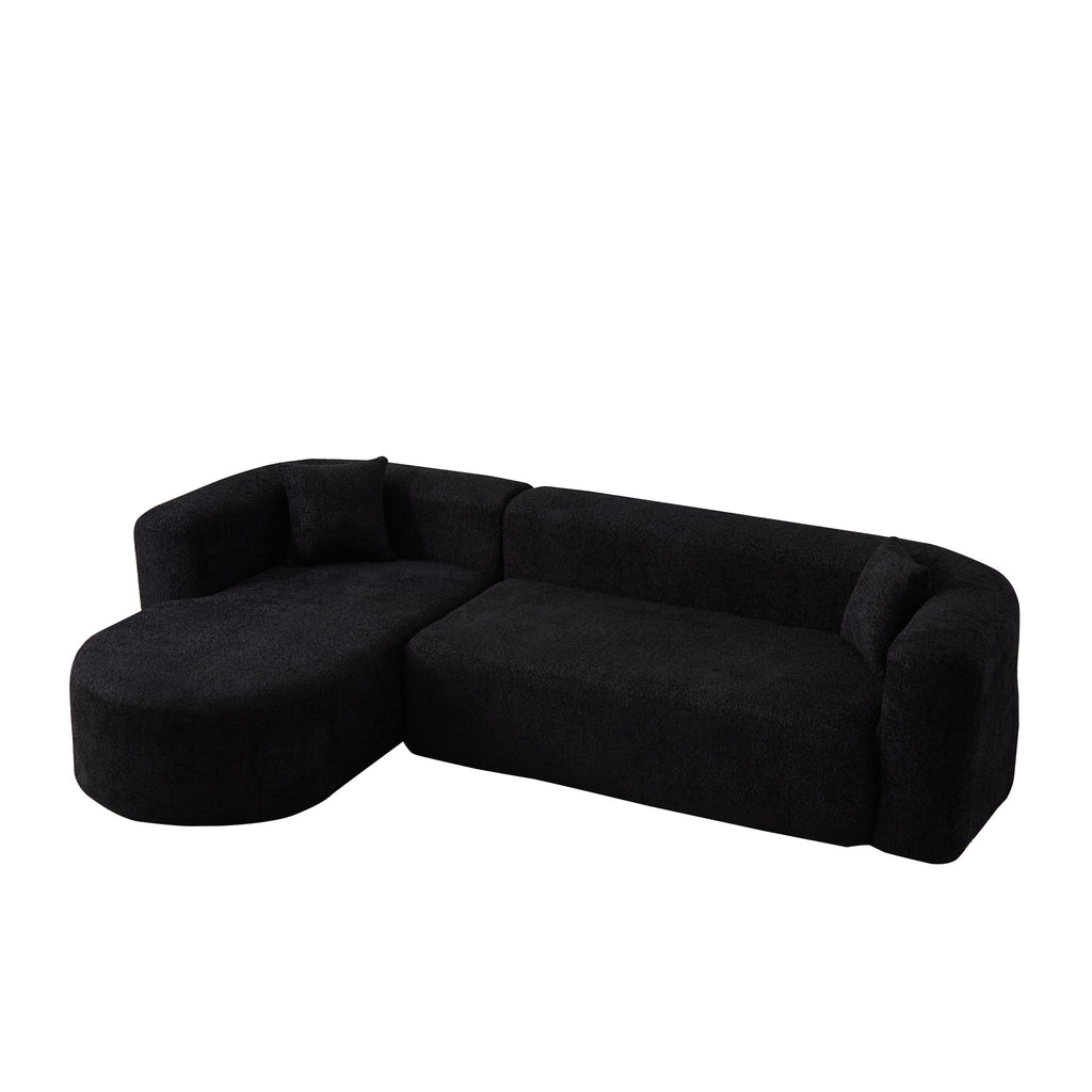 L - Shape Boneless Cloud Couch With 2 Throw Pillows For Living Room