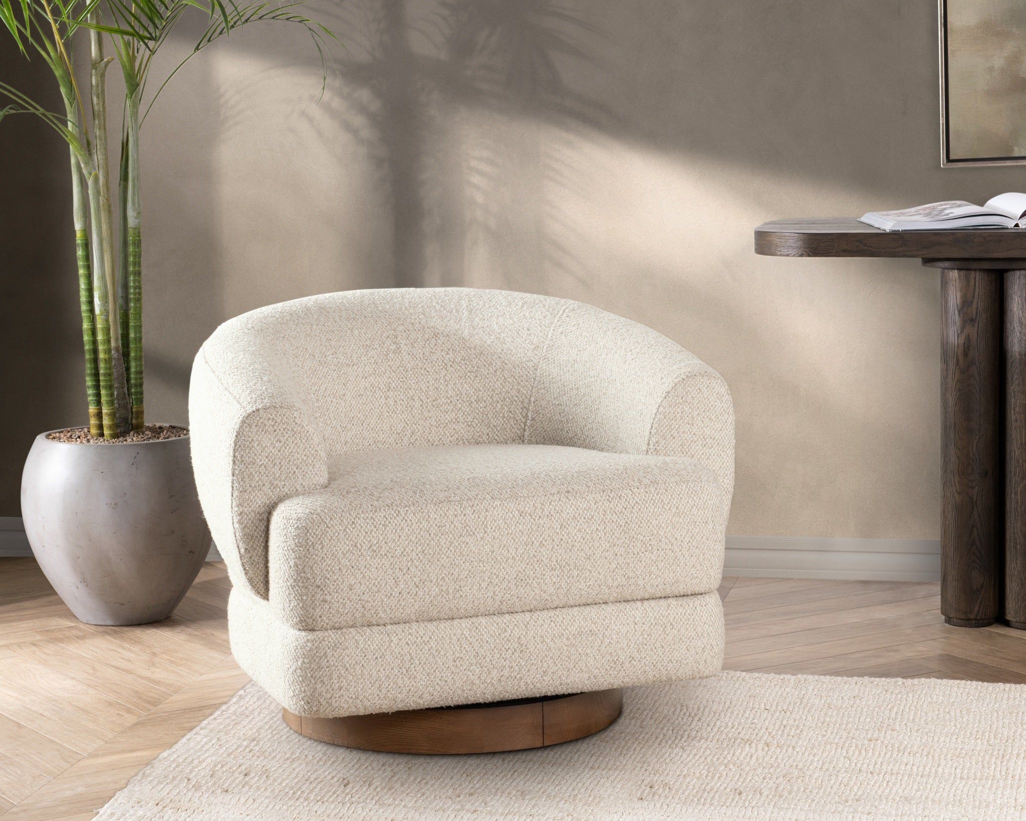 Chassia - Swivel Accent Chair - Dusty Beige