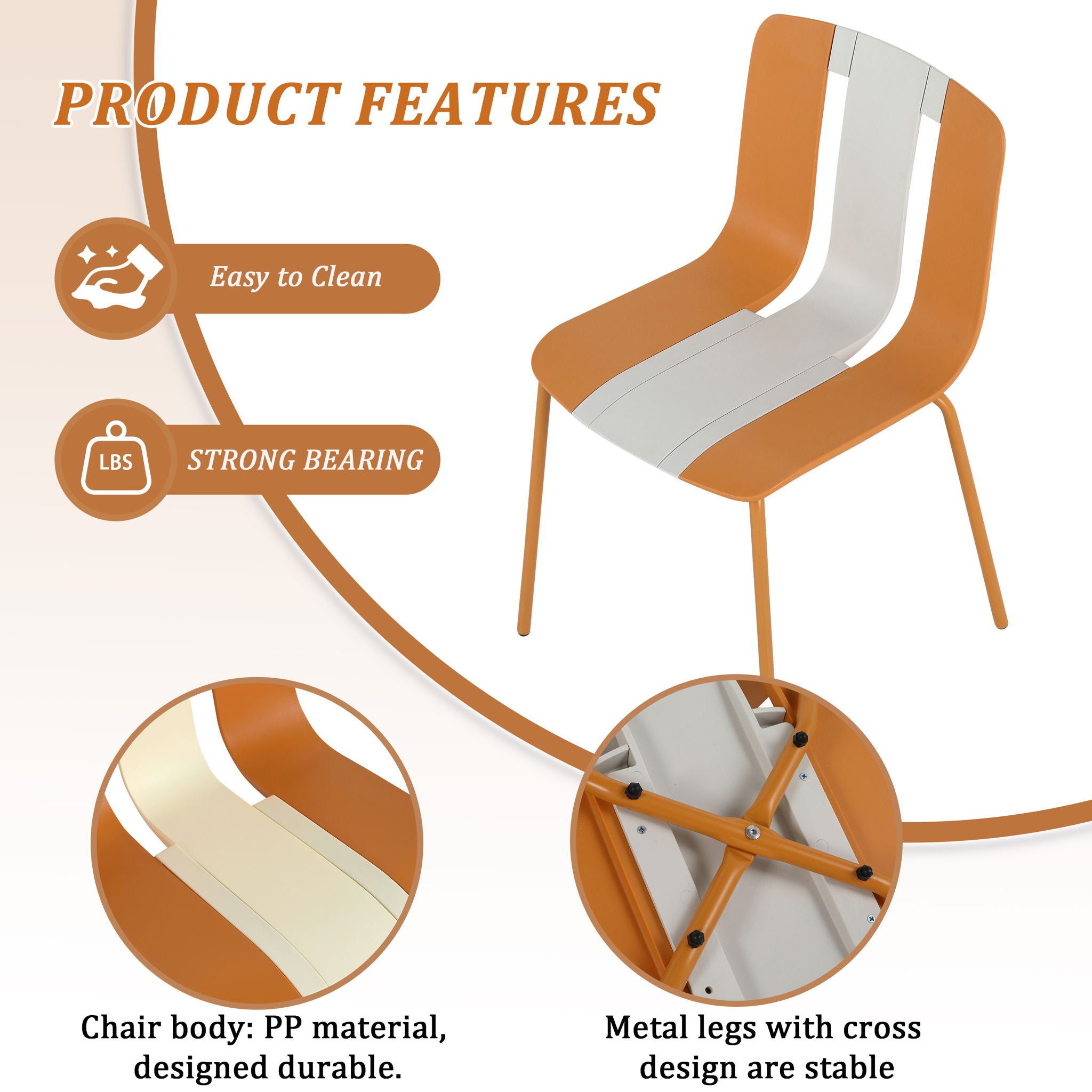 4 Piece Set Of Modern Striped Color Blocking Single Chairs With Round Table