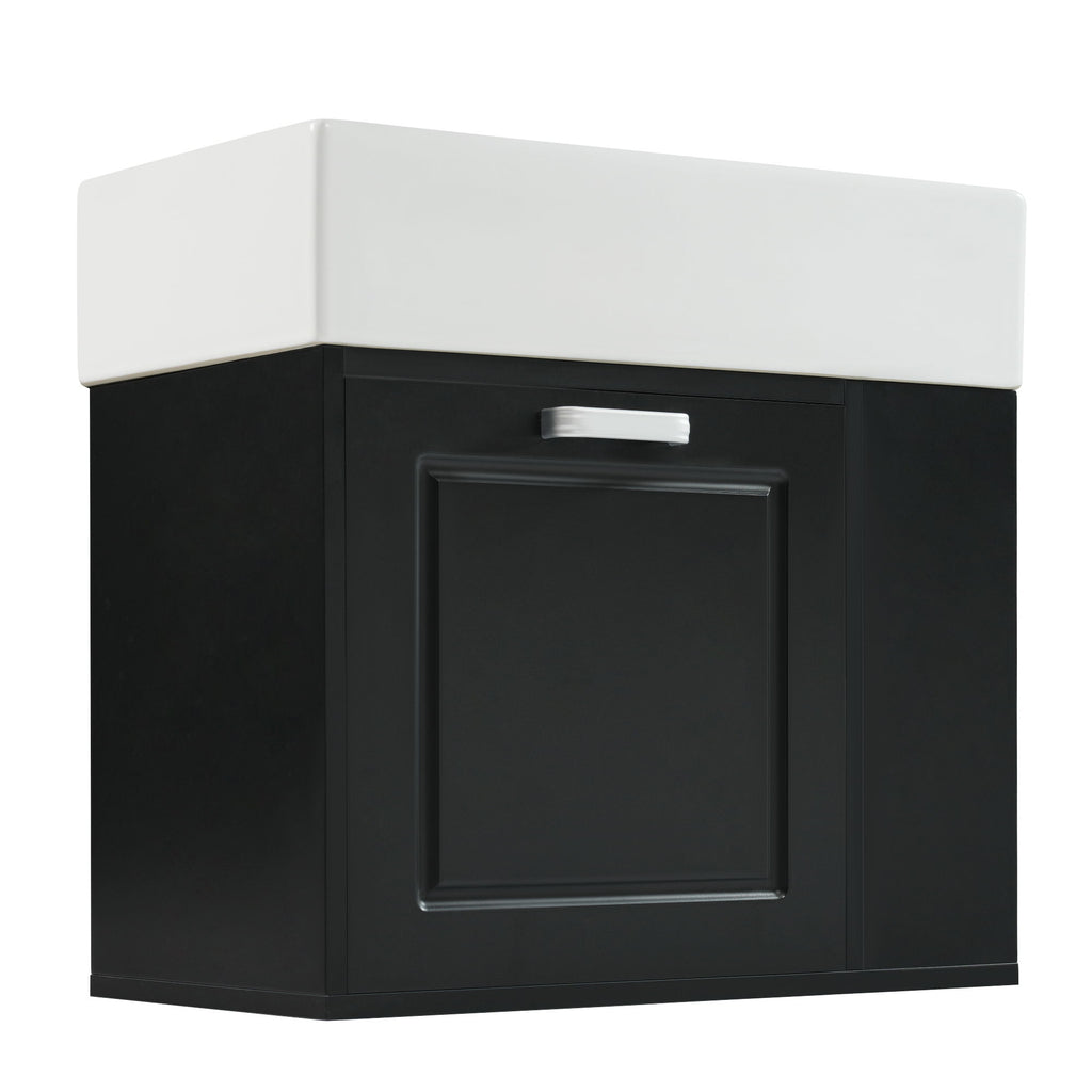 Modern Wall Mounted Bathroom Vanity With Sink, Soft Close Drawer, Adjustable Shelf, Toilet Paper Holder