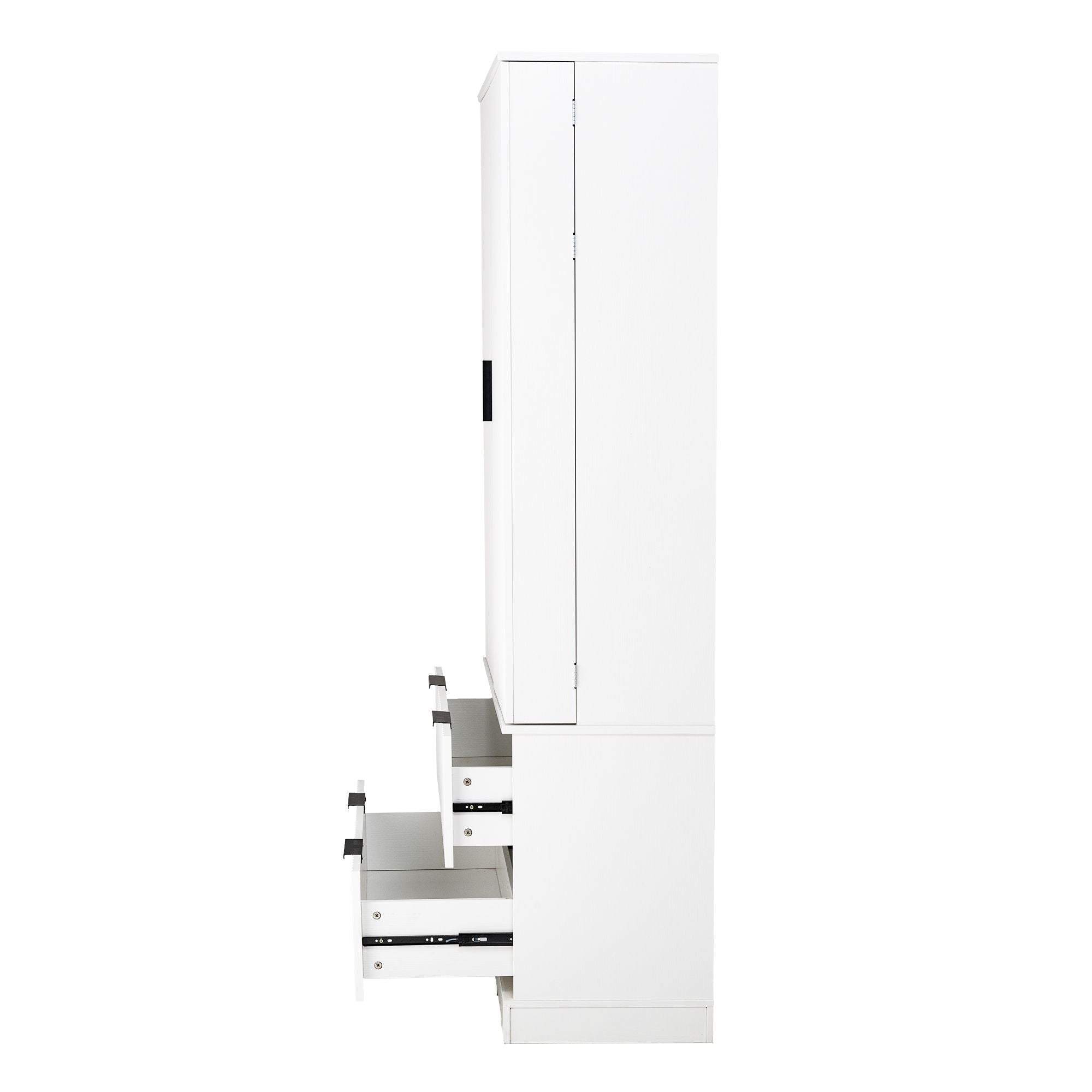Fluted Kitchen Pantry Cabinet With 2 Large Drawers & 8 Door Spice Rack