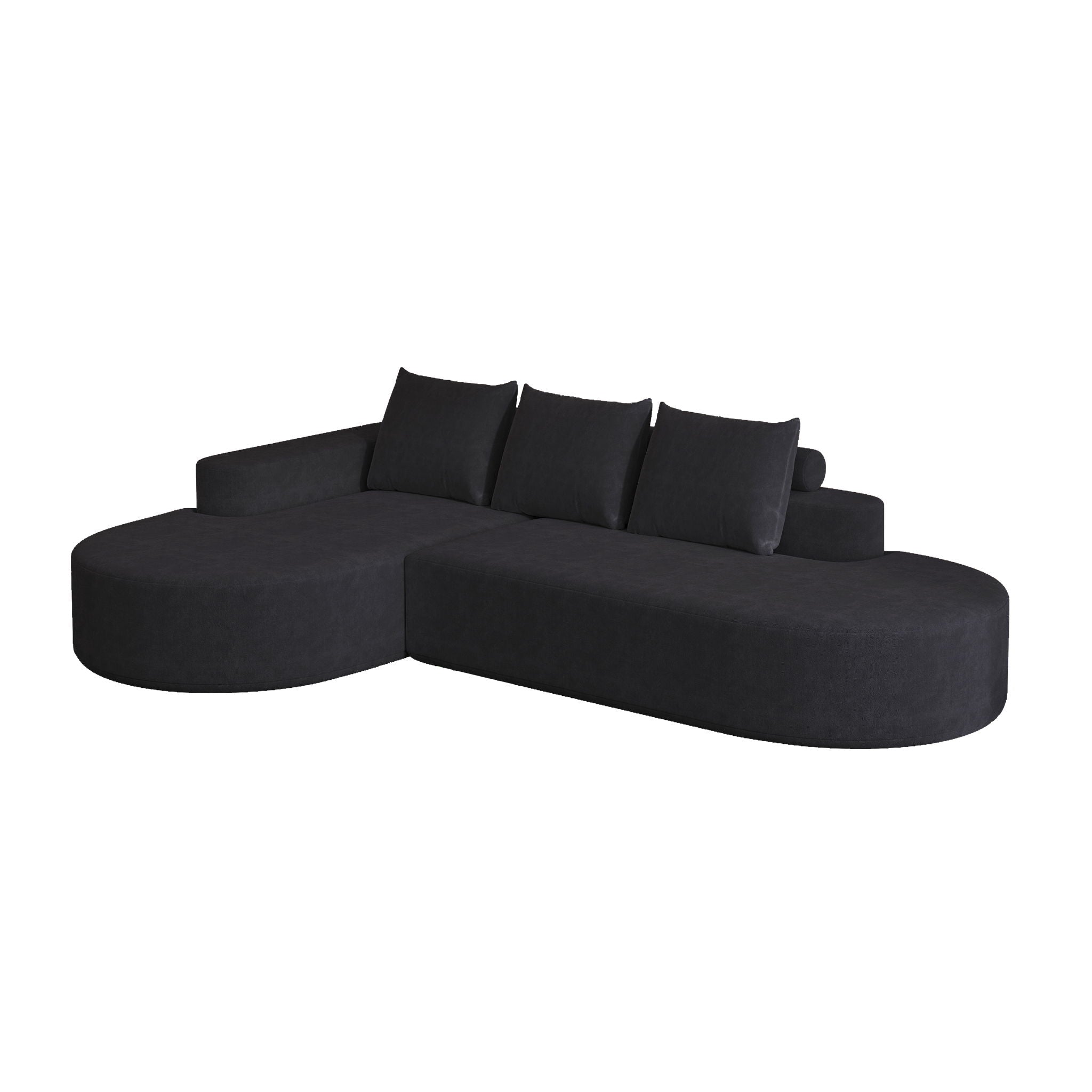 Modern Curved Sofa, L-Shaped Modular Sectional Set With 3 Pillows