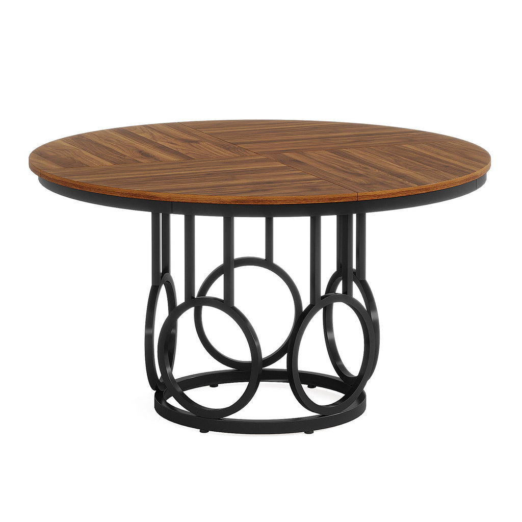 Round Dining Table For Kitchen & Dining Room - Brown / Black