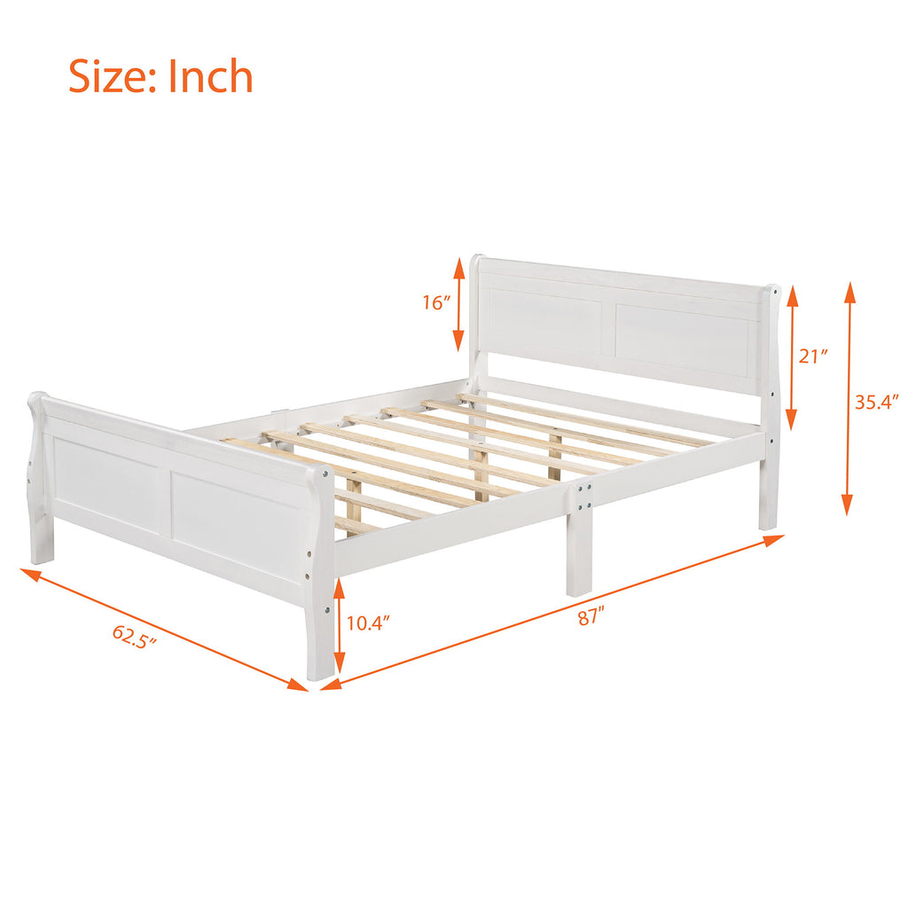 Platform Bed Frame Mattress Foundation Sleigh Bed With Headboard / Footboard / Wood Slat Suppor
