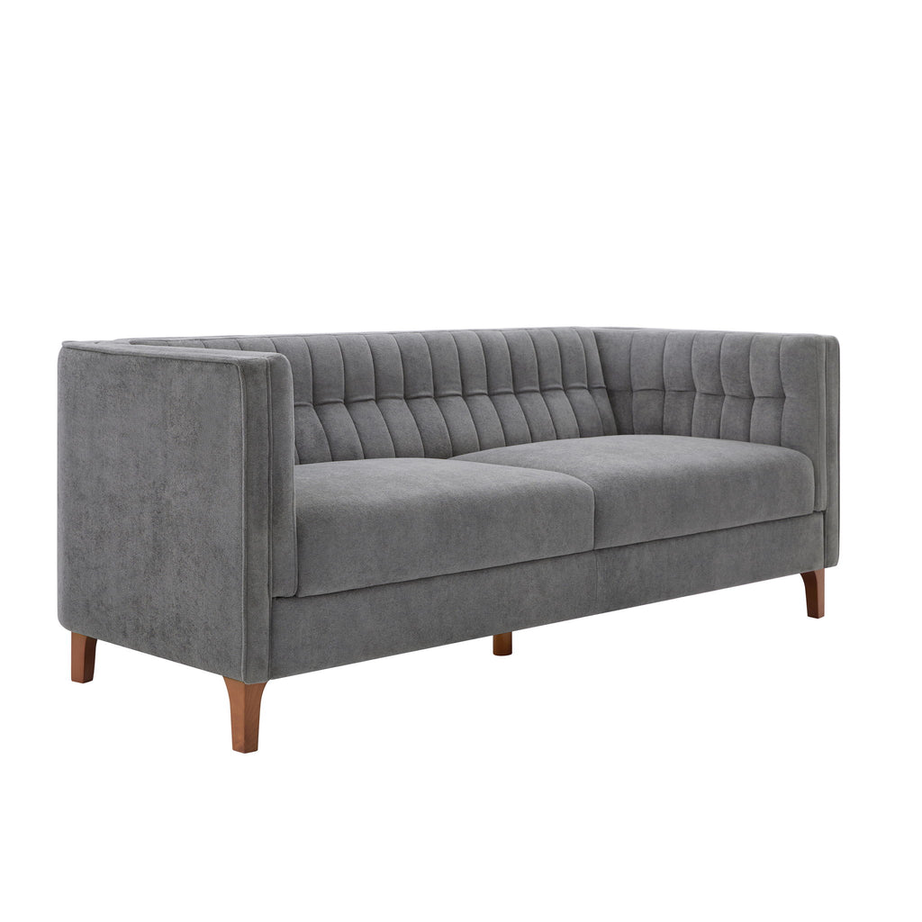 Modern 3 Seater Sofa, Upholstered Couch With Curved Armrests
