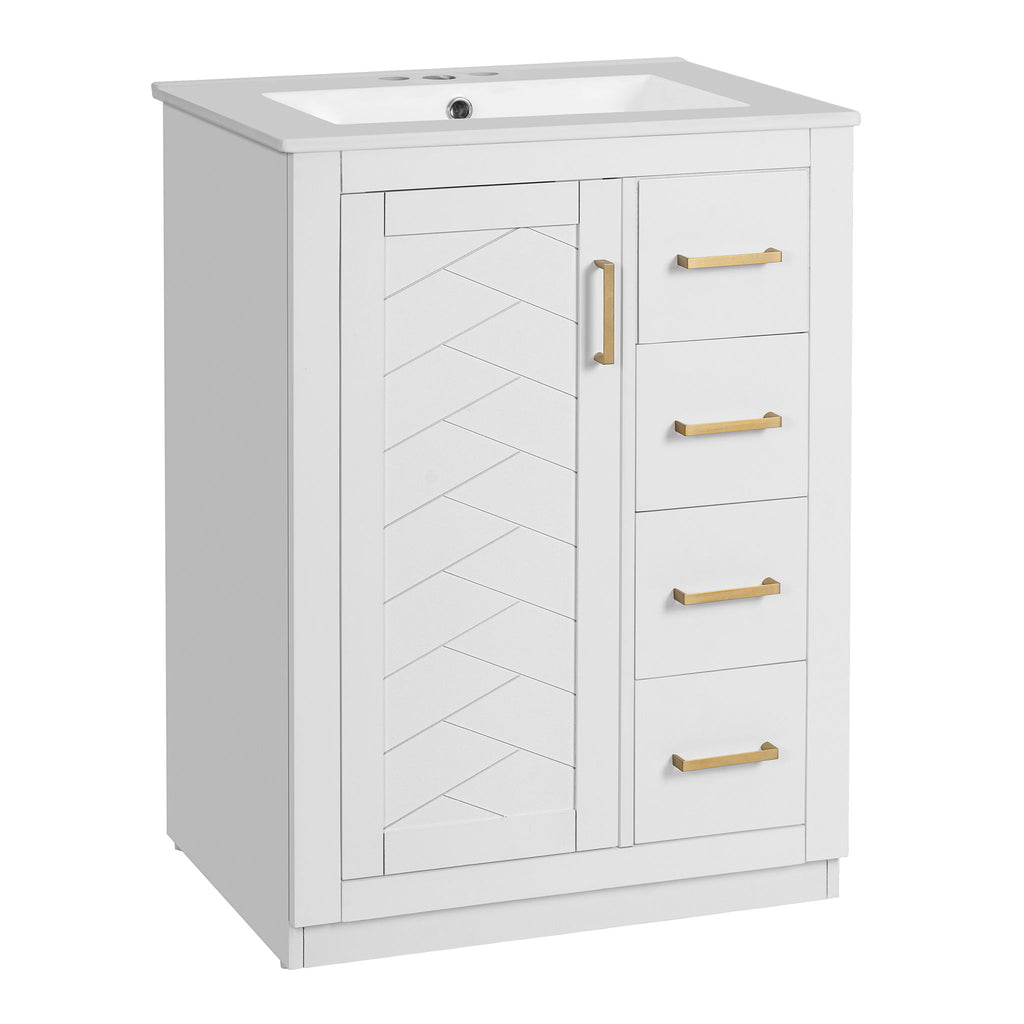 Modern Bathroom Vanity With 1 Door And 3 Drawers