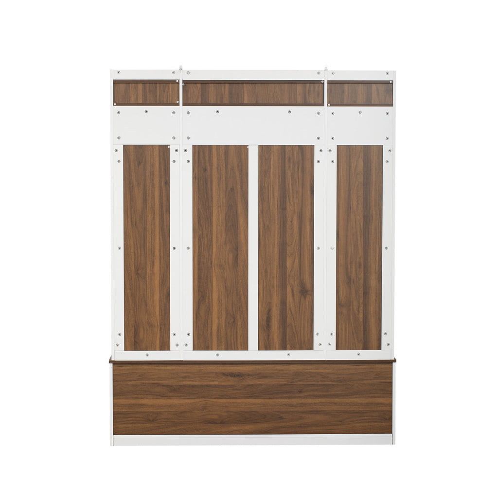 5 In 1 Entryway Bench With Coat Rack, 7 Sturdy Hooks, 2 Spacious Drawers And Adjustable Shelves
