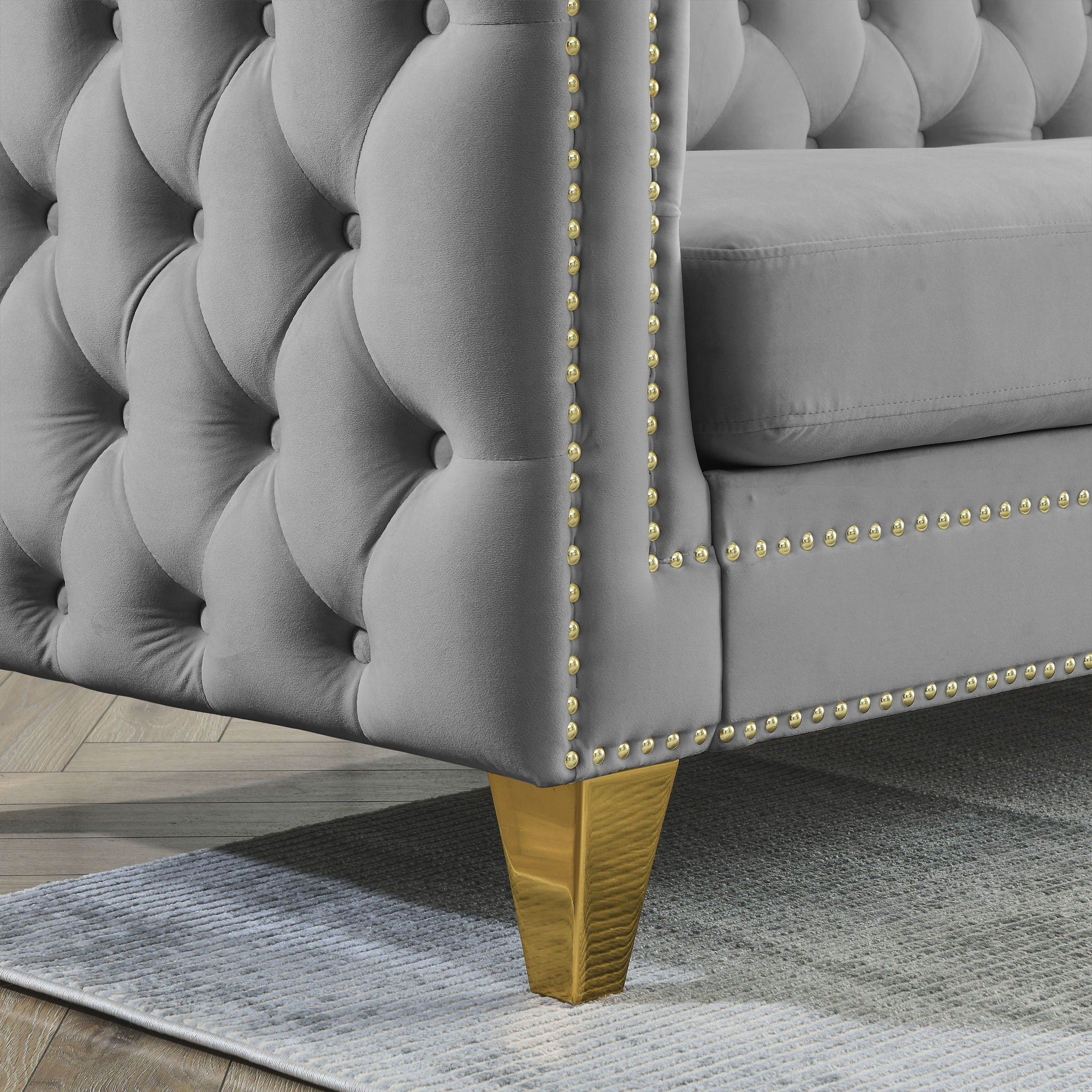 Modern Sofa With Button Tufting, Upholstered Couch For Living Room