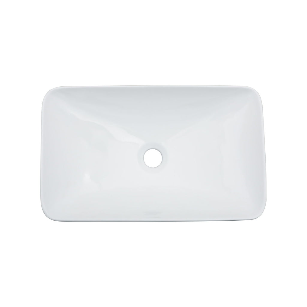 Semi Recessed Bathroom Sink With Vessel Design, Durable Glazed - White / Black
