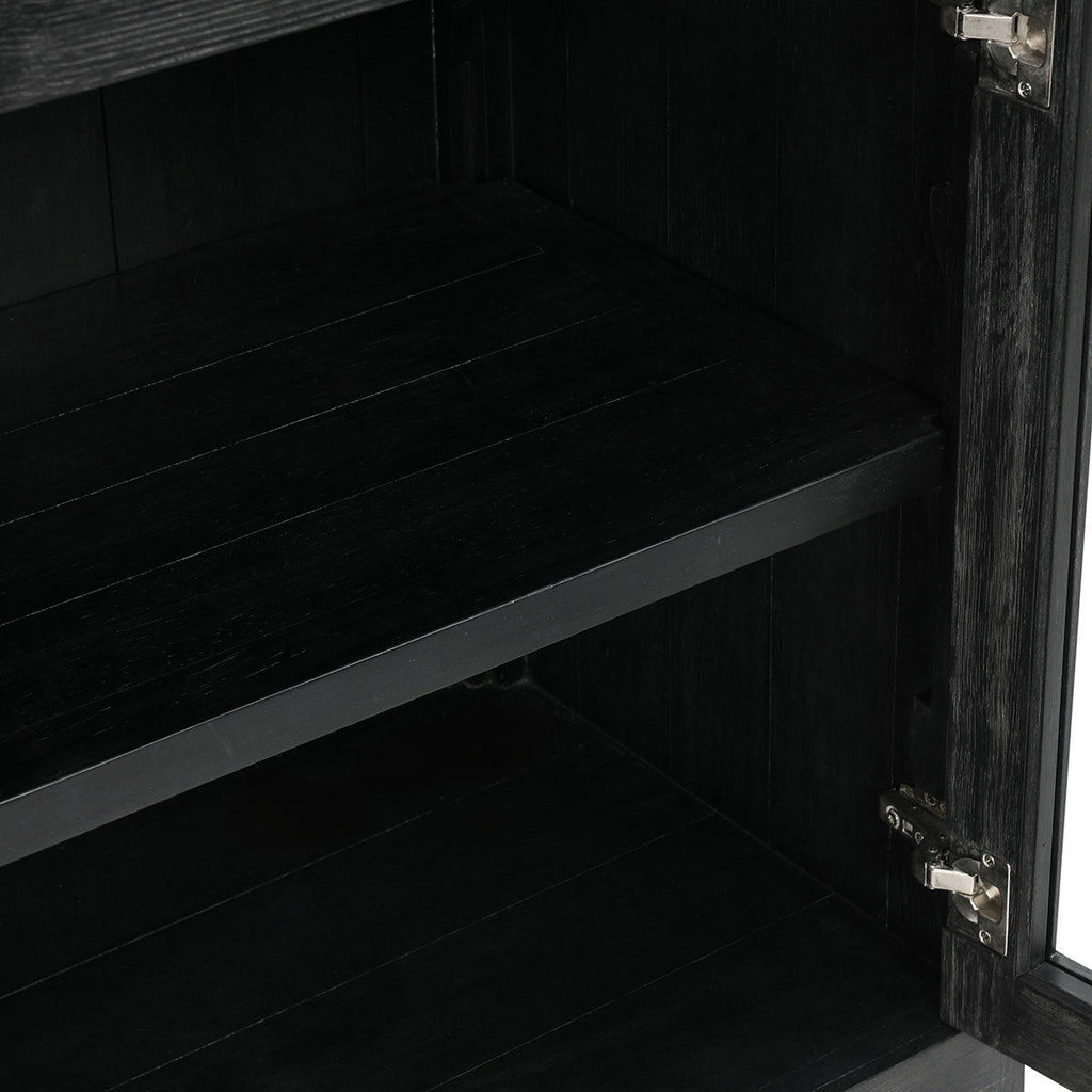 Macarthur - Reclaimed Oak 4 Door Cabinet - Aged Black