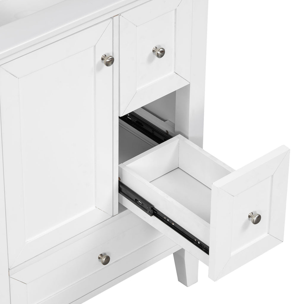 Modern Bathroom Vanity With Sink, Freestanding Cabinet With Drawers And Shelves
