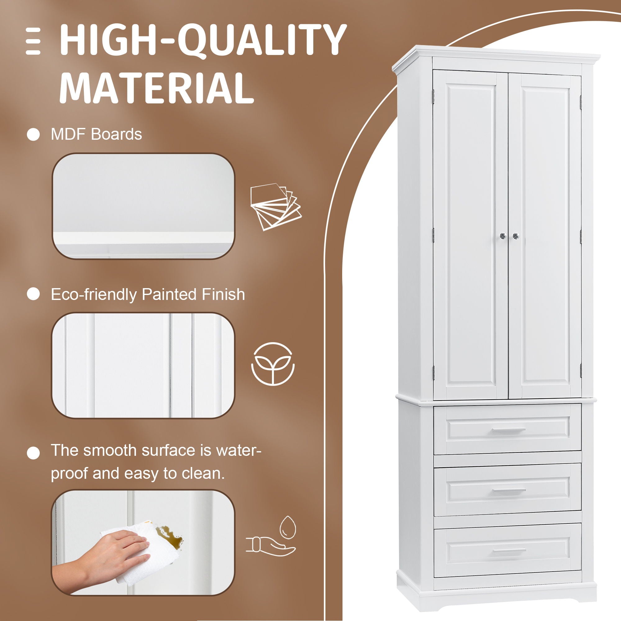 Storage Cabinet With 3 Drawers For Bathroom