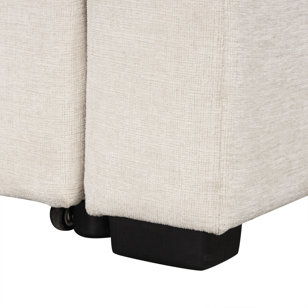 Sectional Sofa Convertible Pull-Out Bed With Storage Ottoman & USB Ports