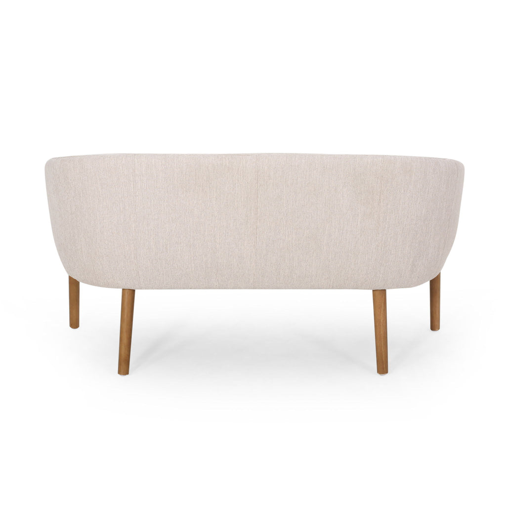 Mid Century Modern Loveseat With Channel Stitched Backrest