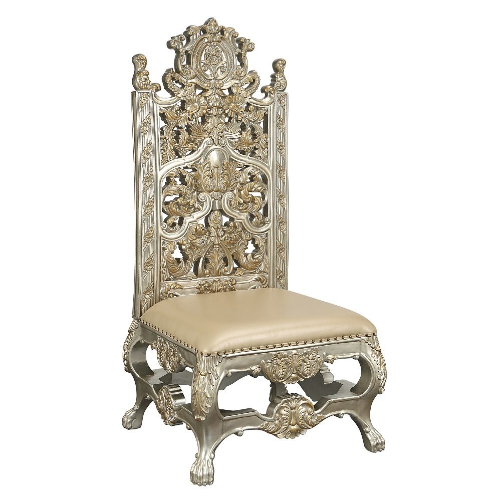 Danae - Side Chair (Set of 2) - Synthetic Leather , Champagne & Gold