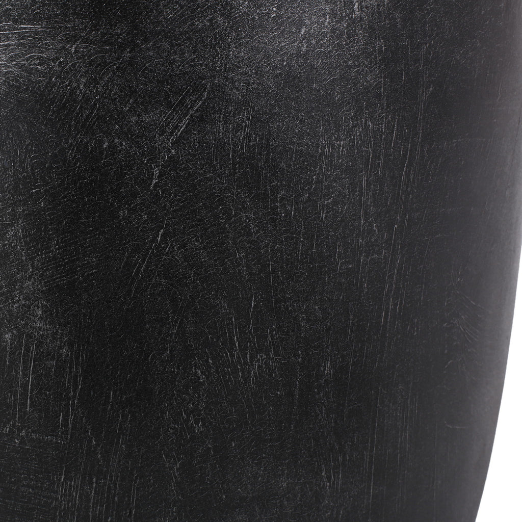 Outdoor Lightweight Concrete End Table With Natural Texture - Matte Black