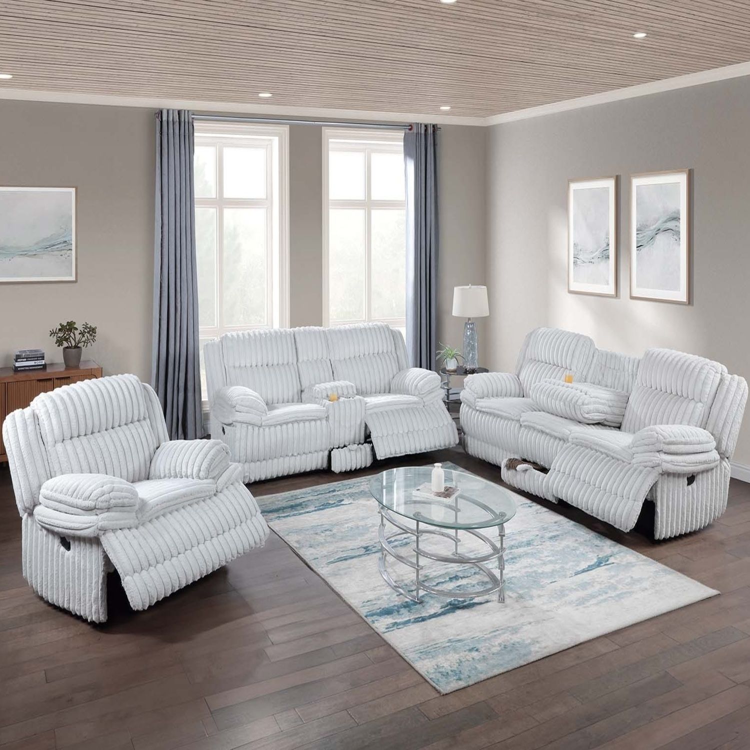 Contemporary Motion Loveseat With Console Storage