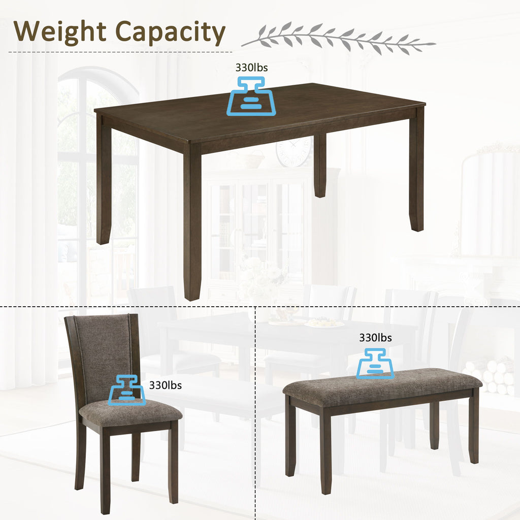 Dining Table Set With Upholstered Chairs, Rectangular Dining Table Set