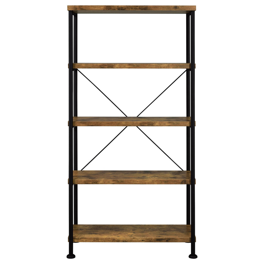 Avon - 2 Piece Computer Desk And Bookcase With 3 Drawers - Rustic Brown