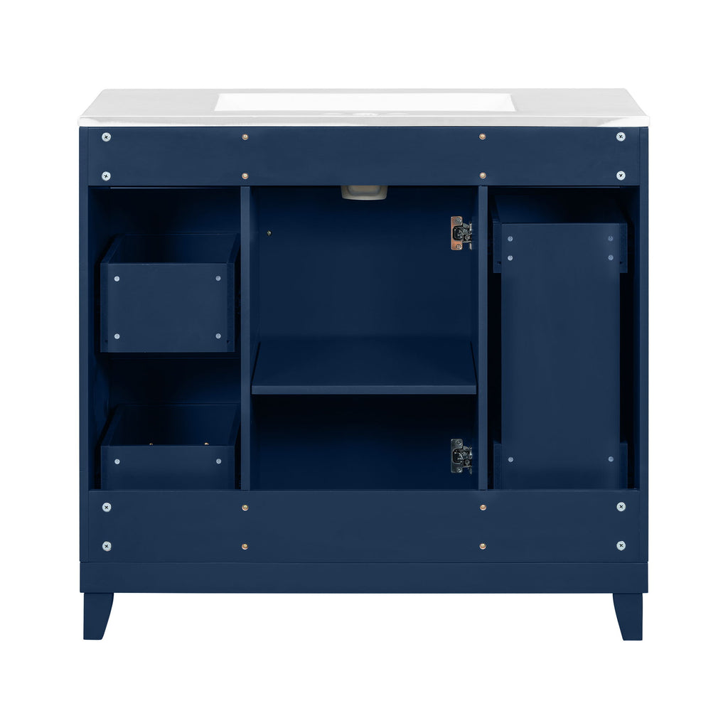 Bathroom Vanity With Ceramic Sink, Soft Close Doors, Adjustable Shelves