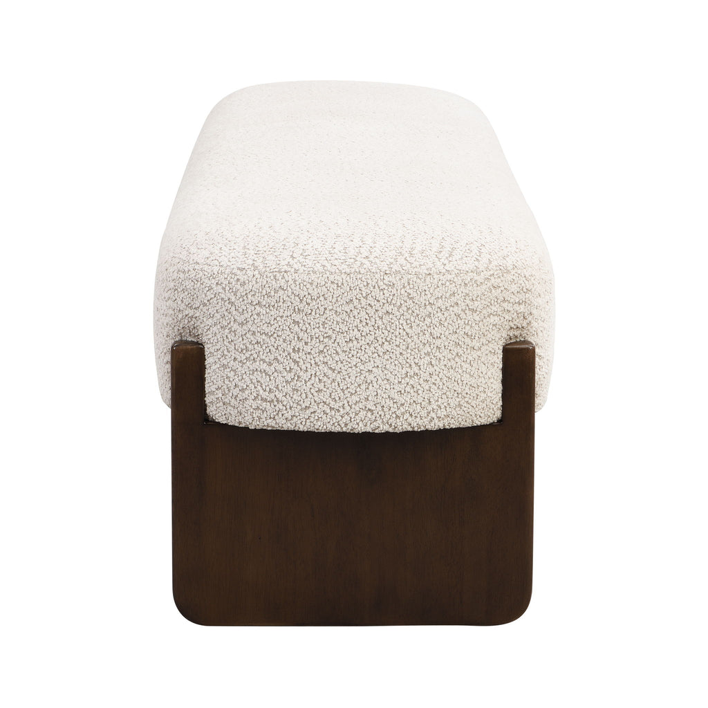 Ottoman With Upholstery, Rectangular Design - Beige / Brown