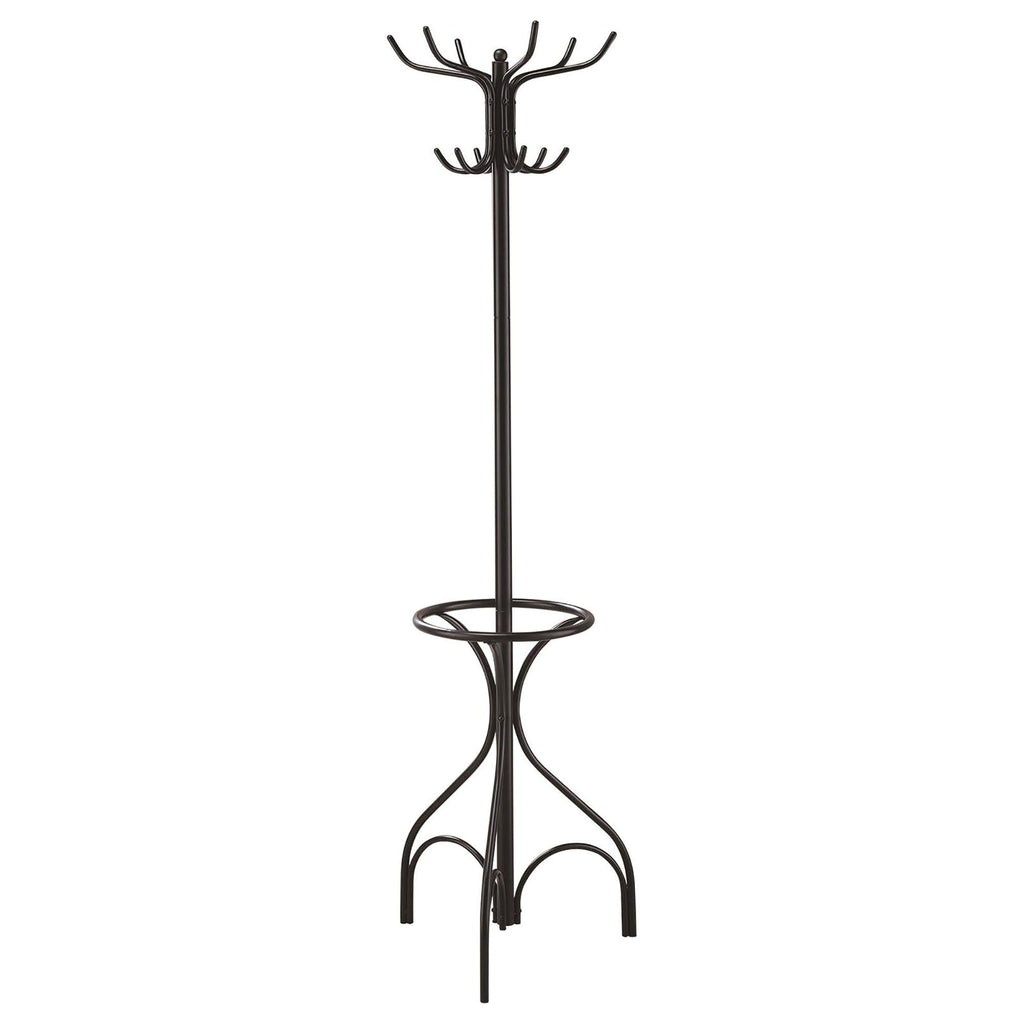 12 Hook Coat Rack With Umbrella Holder - Black
