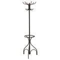 12 Hook Coat Rack With Umbrella Holder - Black