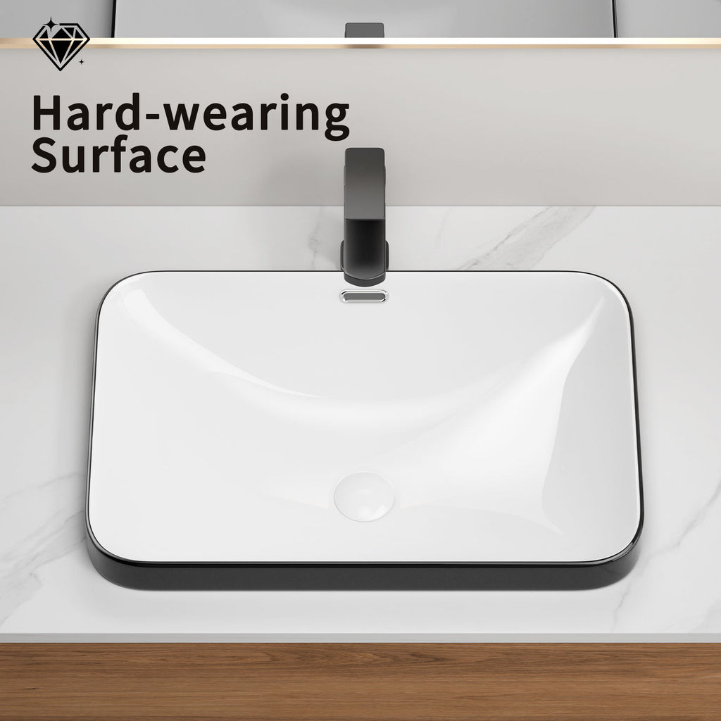 Undermount Bathroom Sink, Vessel Basin For Vanity Countertop - Black White