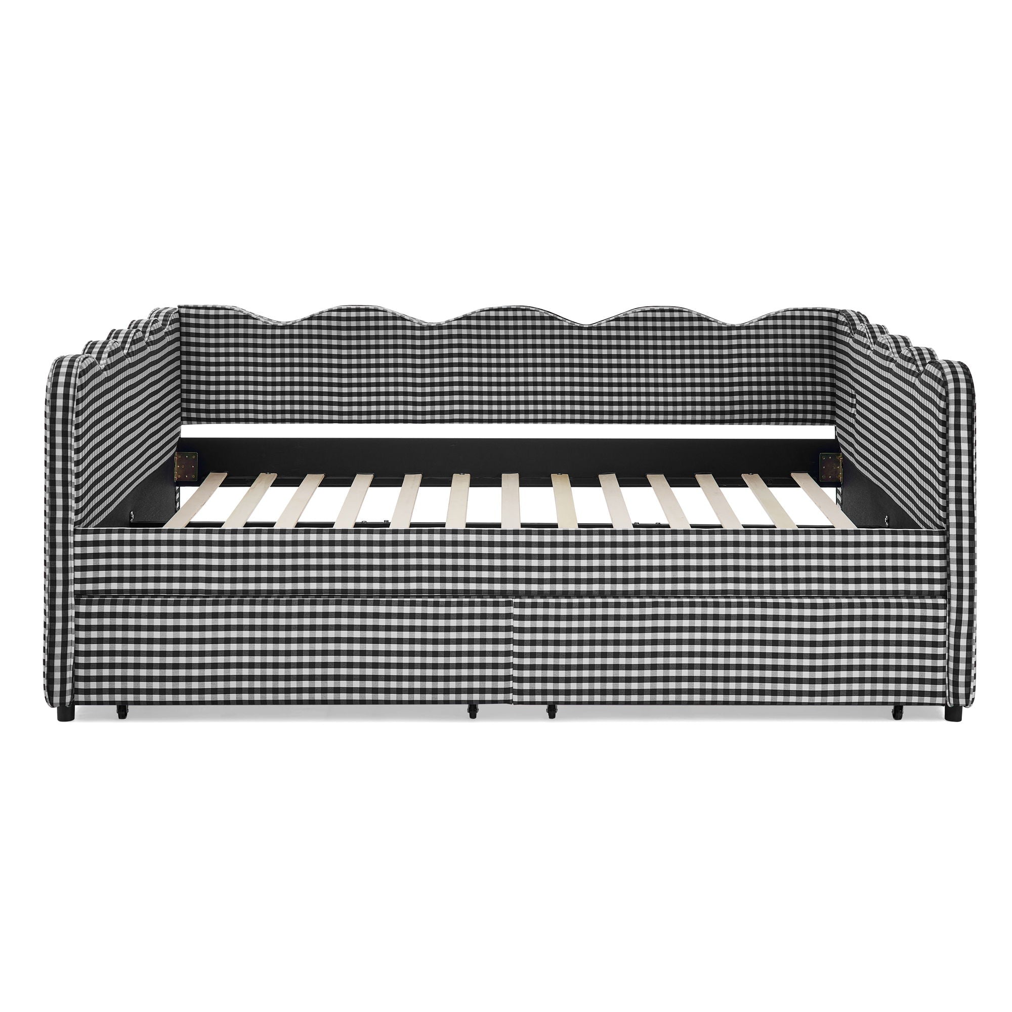 Gingham Daybed & USB Charging Port, Wave Shaped Design