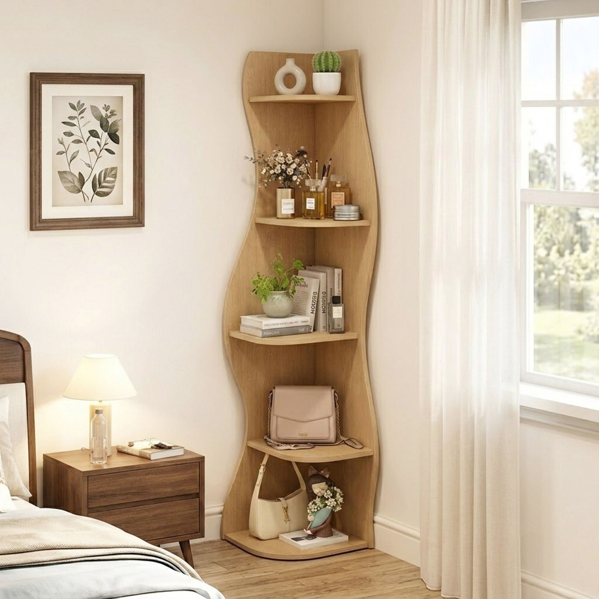 5 Tier S - Shaped Corner Shelf For Living Room