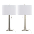 Master - 29" Contemporary Table Lamp (Set of 2) - Polished Nickel / White