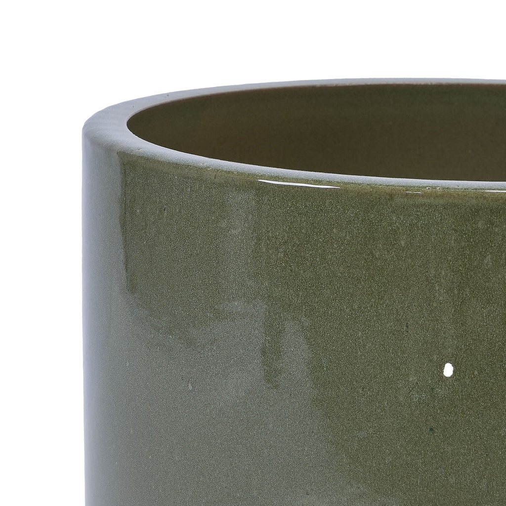 3 Pieces Ceramic Flowerpot, Planter For Patio, Garden Or Windowsills - Antique Light Green