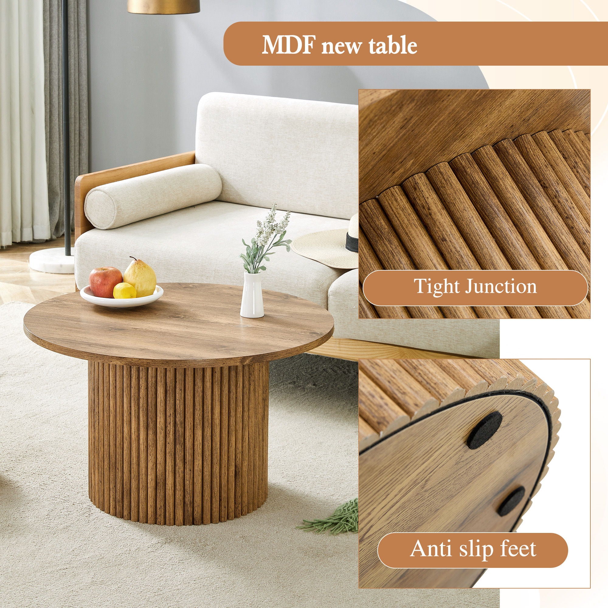 Modern Circular Coffee Table Cylindrical Design
